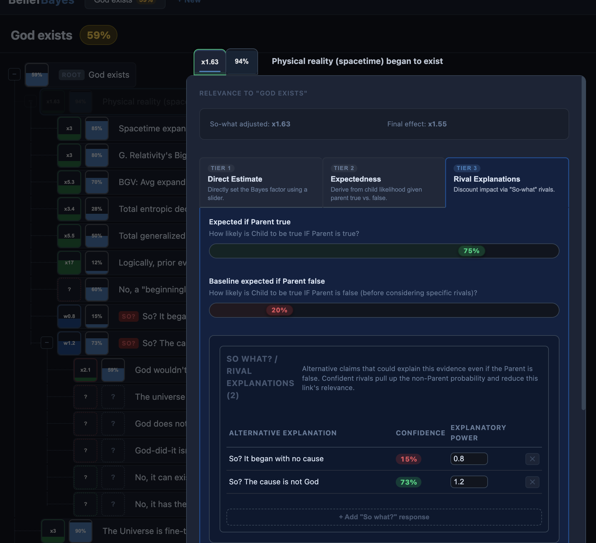Relevance Calculation Sliders